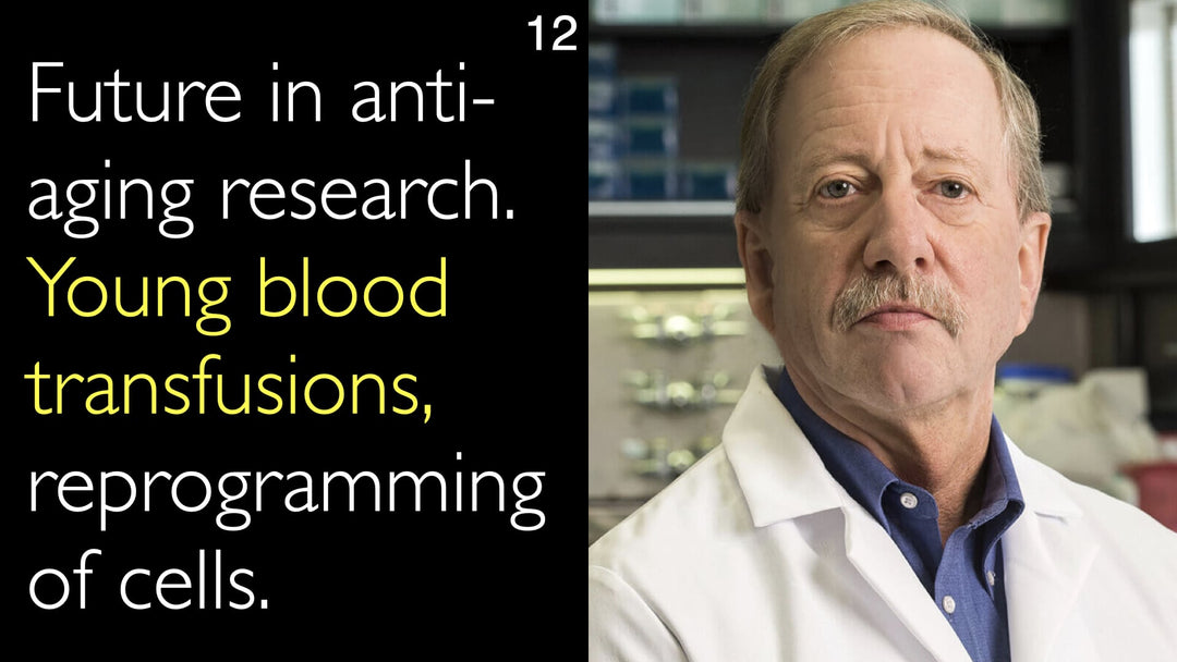 Future in anti-aging research. Young blood transfusions, reprogramming of cells. 12